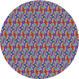 Round Machine Washable Transitional Dark Sea Green Rug, wshpat3032