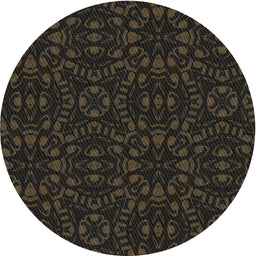Round Patterned Black Novelty Rug, pat3038