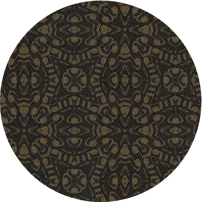Round Patterned Black Novelty Rug, pat3038