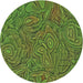 Round Patterned Green Novelty Rug, pat303