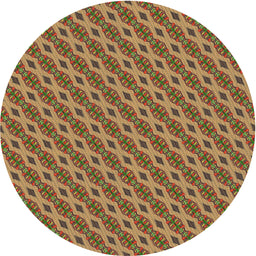 Round Patterned Metallic Gold Novelty Rug, pat3057