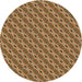 Round Patterned Metallic Gold Novelty Rug, pat3057