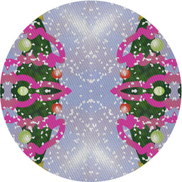 Round Patterned Purple Novelty Rug, pat3058