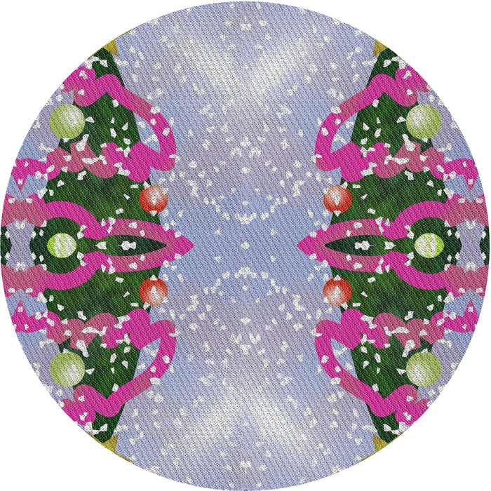 Round Machine Washable Transitional Viola Purple Rug, wshpat3058