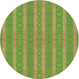 Round Machine Washable Transitional Green Rug, wshpat3059