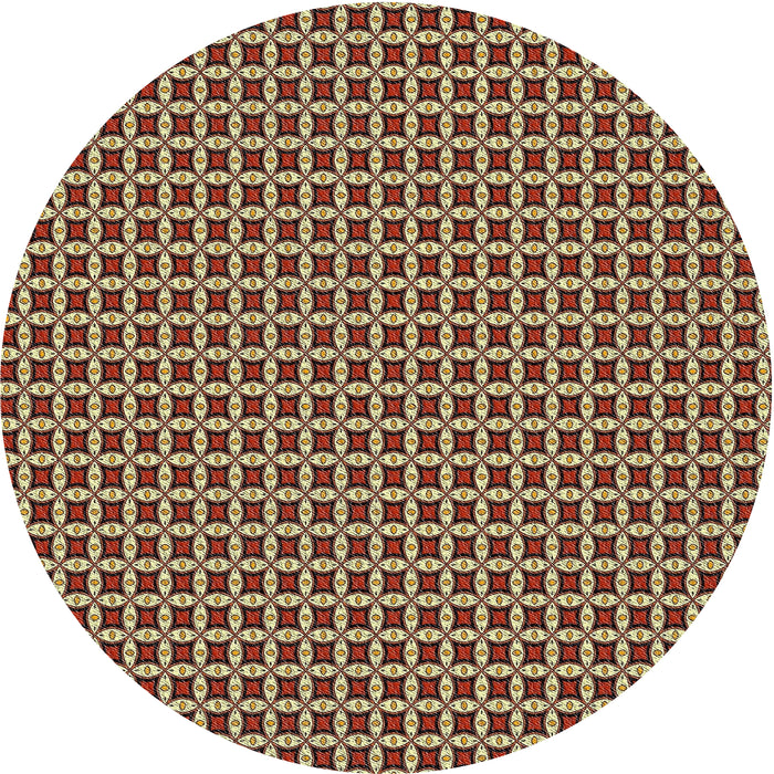 Round Machine Washable Transitional Vermilion Red Rug, wshpat3060