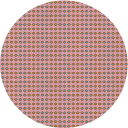 Round Machine Washable Transitional Rose Pink Rug, wshpat3065