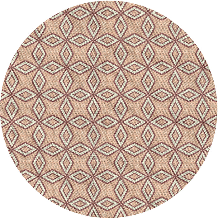 Round Patterned Deep Peach Orange Novelty Rug, pat3068