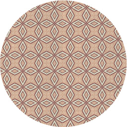 Round Machine Washable Transitional Deep Peach Orange Rug, wshpat3068