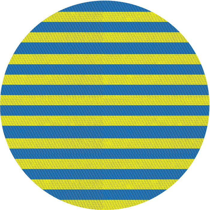 Round Machine Washable Transitional Bright Navy Blue Rug, wshpat306