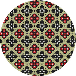 Round Machine Washable Transitional Night Red Rug, wshpat3071