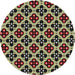 Round Machine Washable Transitional Night Red Rug, wshpat3071