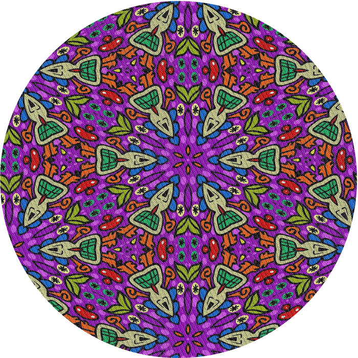 Round Machine Washable Transitional Army Brown Rug, wshpat3073