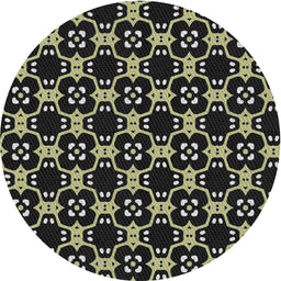 Round Machine Washable Transitional Black Rug, wshpat3076