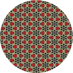Round Patterned Olive Green Novelty Rug, pat3077