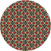 Round Patterned Olive Green Novelty Rug, pat3077