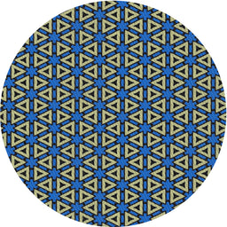 Round Machine Washable Transitional Deep-Sea Blue Rug, wshpat3078