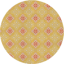 Round Machine Washable Transitional Chrome Gold Yellow Rug, wshpat3079