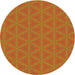 Round Machine Washable Transitional Dark Orange Rug, wshpat3081