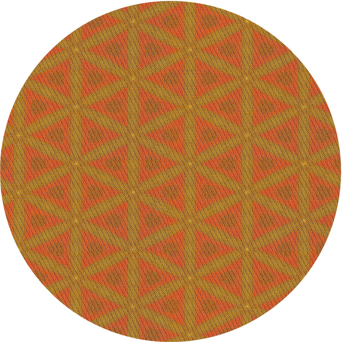 Round Patterned Dark Orange Novelty Rug, pat3081