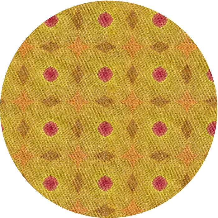 Round Machine Washable Transitional Deep Yellow Rug, wshpat3083