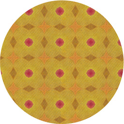 Round Patterned Deep Yellow Novelty Rug, pat3083