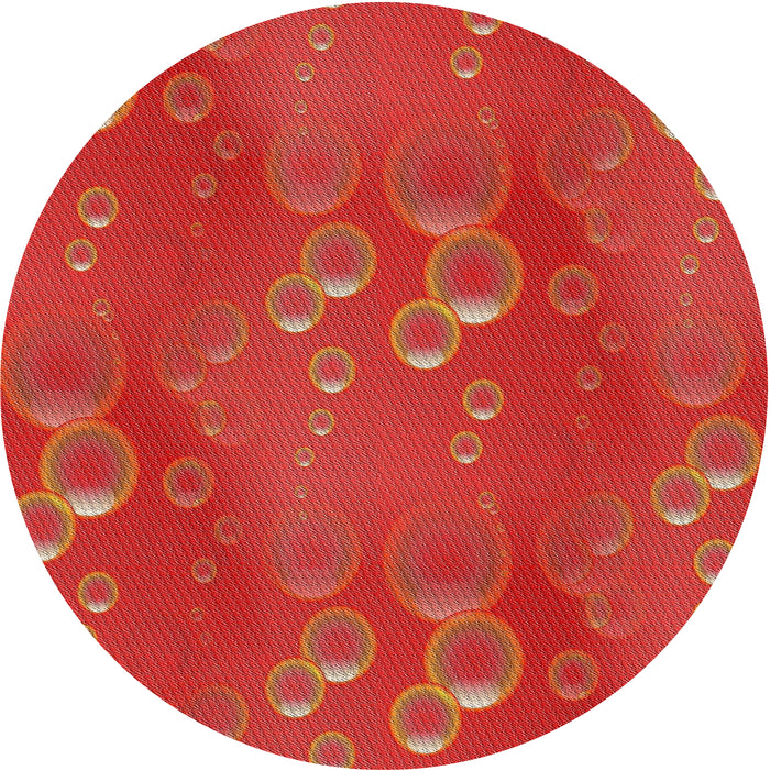 Round Patterned Red Abstract Machine Washable Rug, wshpat3085