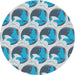 Round Patterned Azure Blue Novelty Rug, pat3087