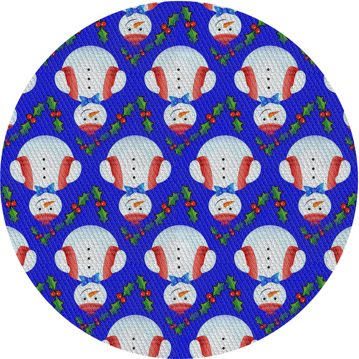 Round Patterned Blue Gray Novelty Rug, pat3088