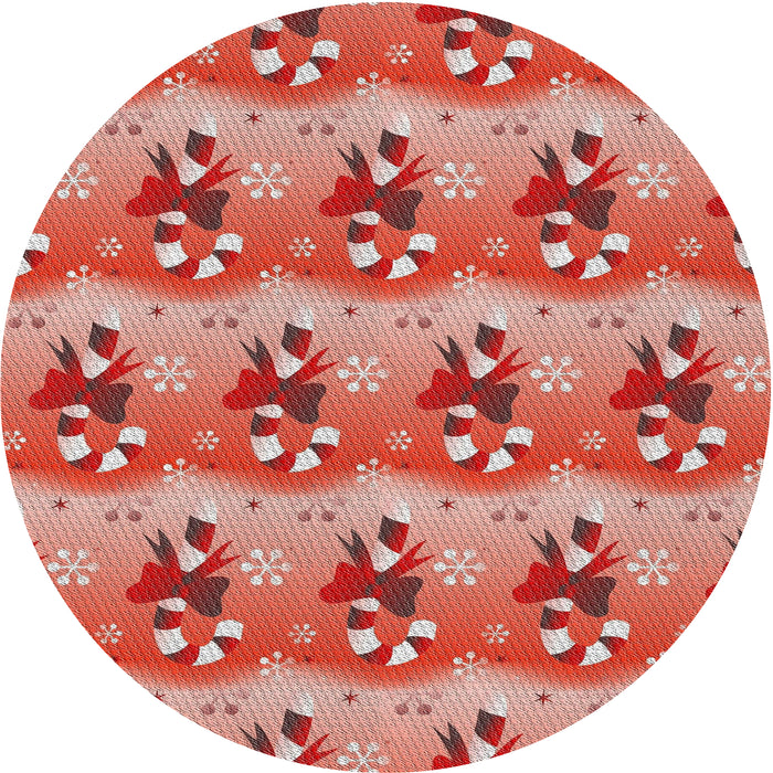 Round Patterned Red Novelty Rug, pat3091