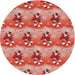 Round Patterned Red Novelty Rug, pat3091