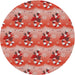 Round Machine Washable Transitional Red Rug, wshpat3091