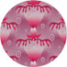 Round Machine Washable Transitional Cadillac Pink Rug, wshpat3092