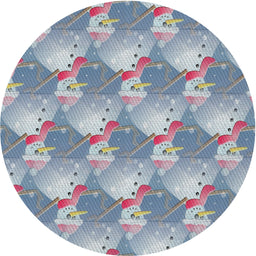 Round Patterned Mist Blue Novelty Rug, pat3094