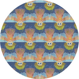 Round Patterned Carbon Gray Novelty Rug, pat3096