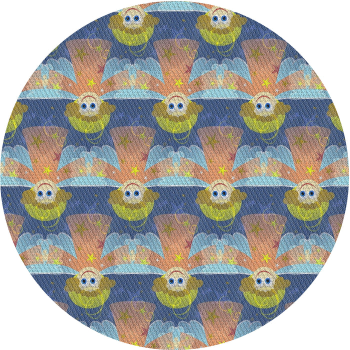 Round Machine Washable Transitional Carbon Gray Rug, wshpat3096