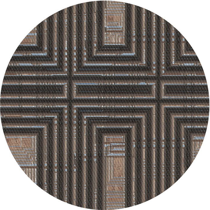 Round Machine Washable Transitional Midnight Gray Rug, wshpat3098