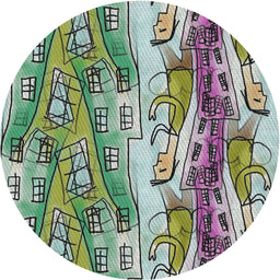Round Patterned Gray Novelty Rug, pat3099