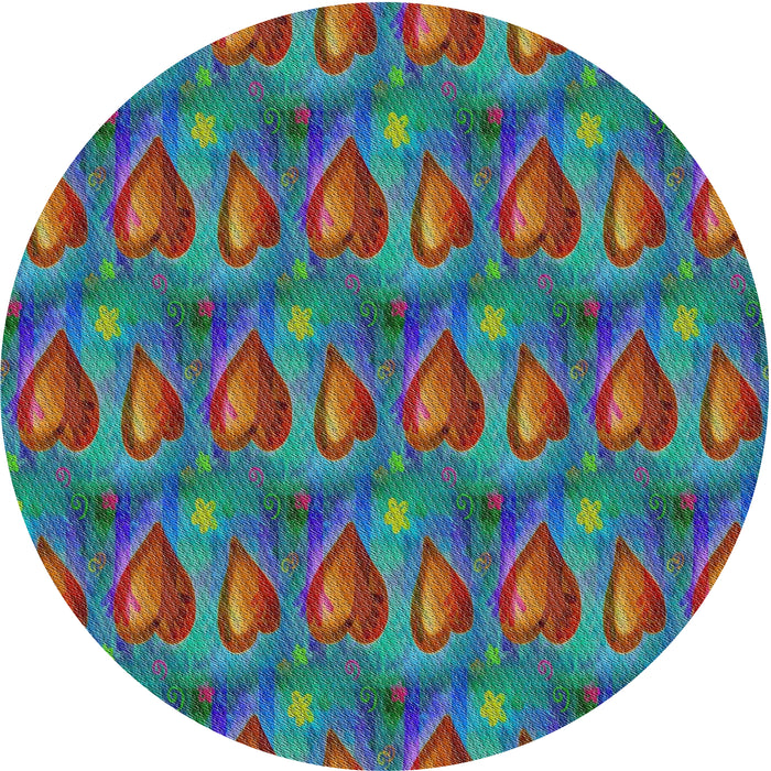 Round Patterned Seafoam Green Novelty Rug, pat3105