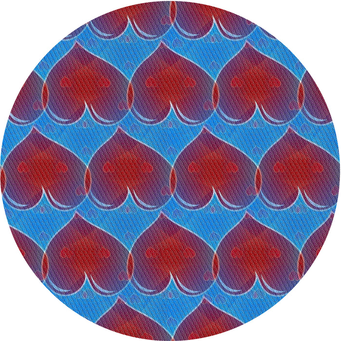 Round Machine Washable Transitional Blue Rug, wshpat3106