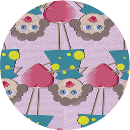 Round Patterned Mauve Taupe Purple Novelty Rug, pat3108