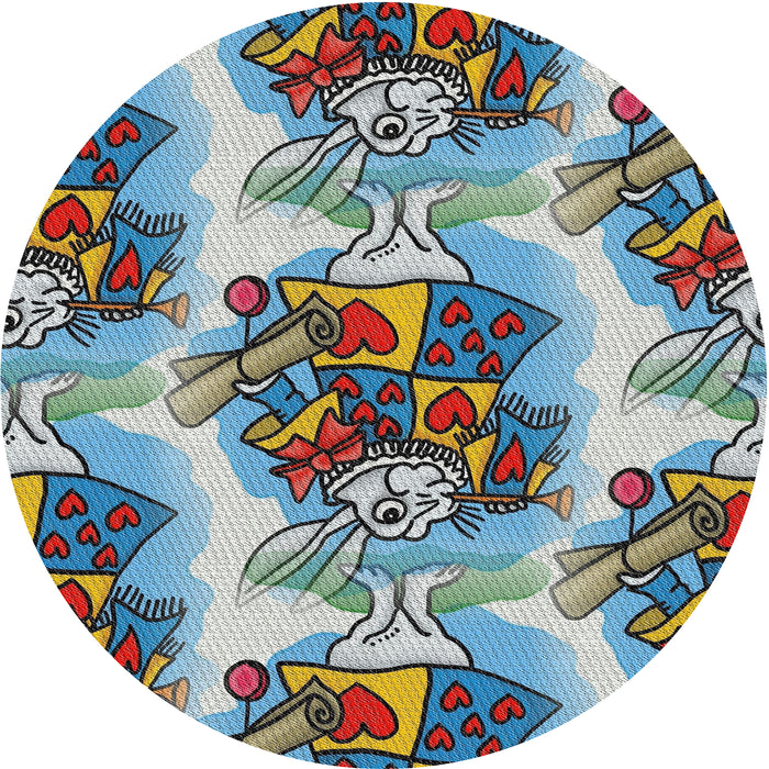 Round Patterned Gray Novelty Rug, pat3109