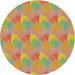 Round Patterned Red Novelty Rug, pat3110