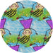 Round Patterned Purple Novelty Rug, pat3116