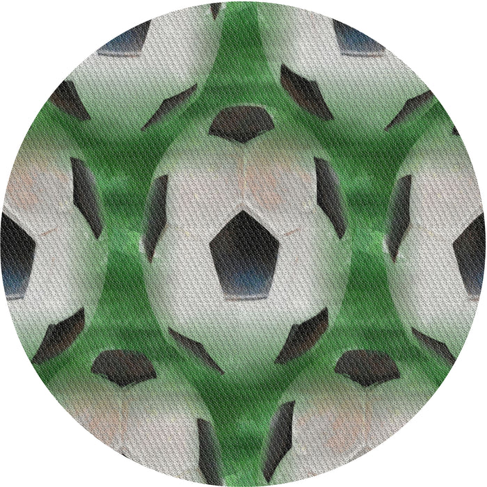 Round Machine Washable Transitional Medium Forest Green Rug, wshpat3121