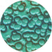 Round Patterned Turquoise Green Modern Rug, pat3135