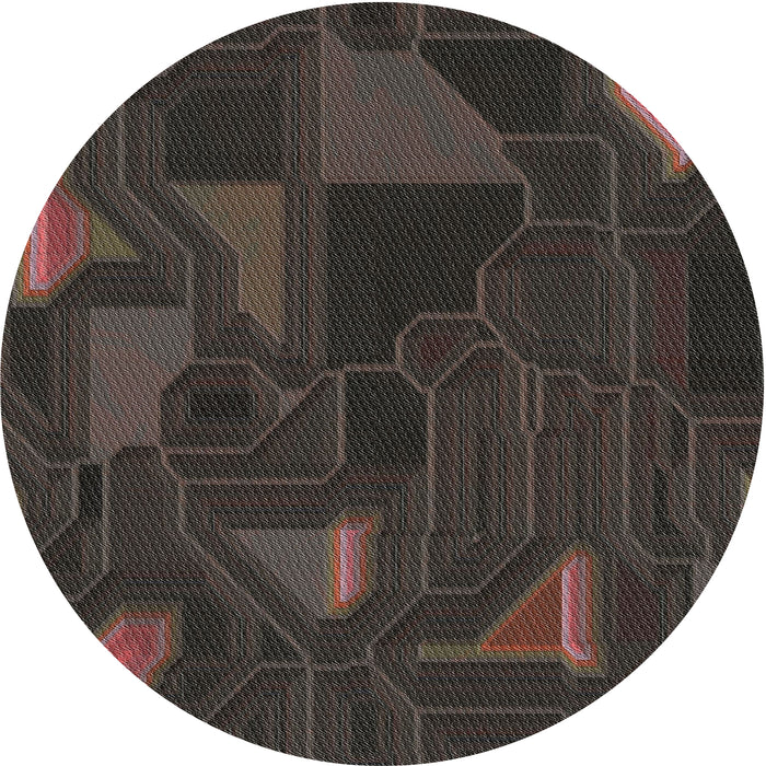 Round Patterned Mid Gray Novelty Rug, pat3142