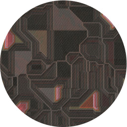 Round Machine Washable Transitional Midnight Gray Rug, wshpat3142