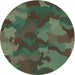 Round Patterned Green Novelty Rug, pat3149