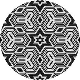 Round Patterned Light Gray Novelty Rug, pat3152